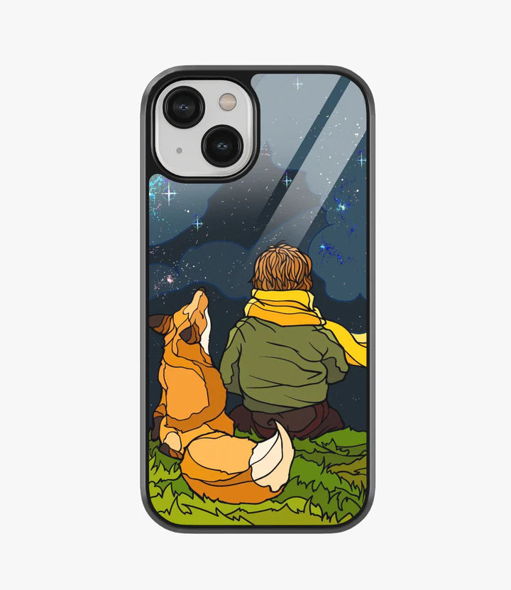 Gazing Stars With Dog Glass Case for iPhone 14
