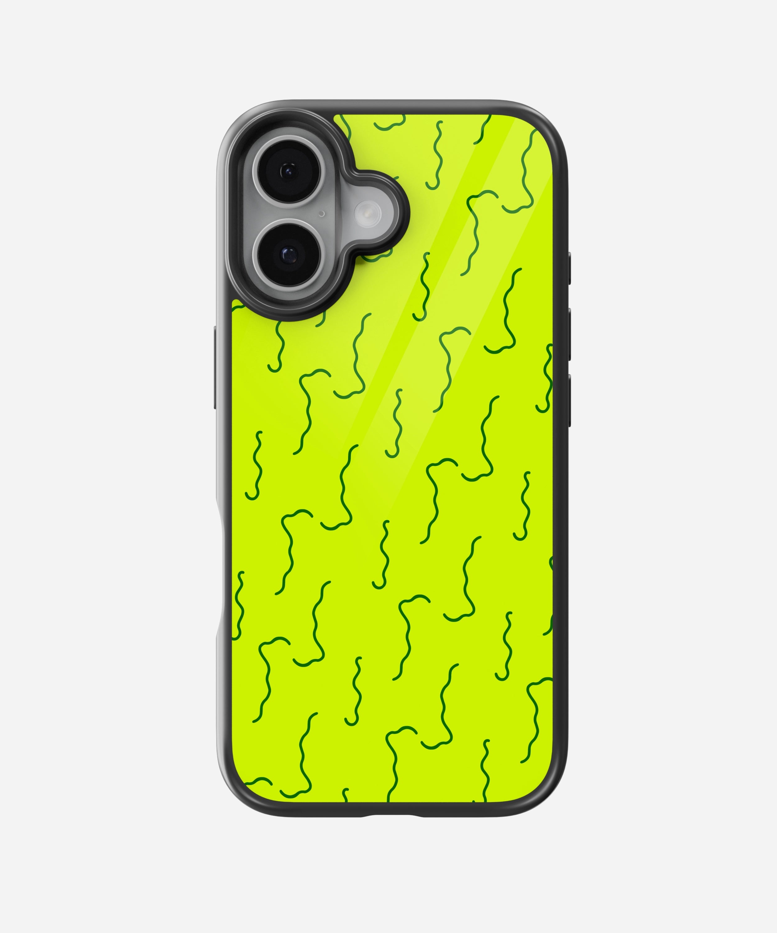 Neon Green Stroke Pattern Glass Case
