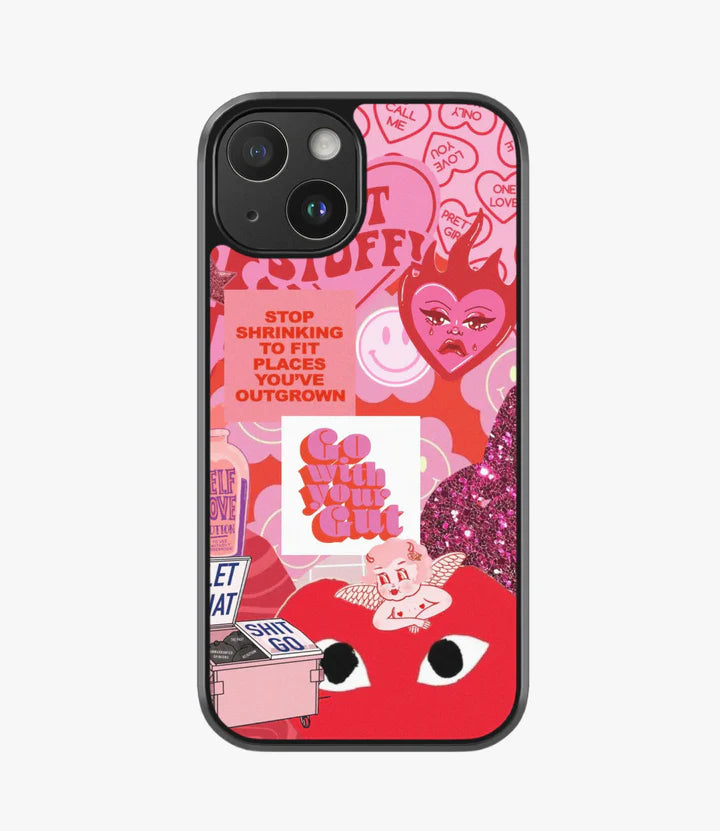 Go With Your Gut Glass Case for iPhone 15