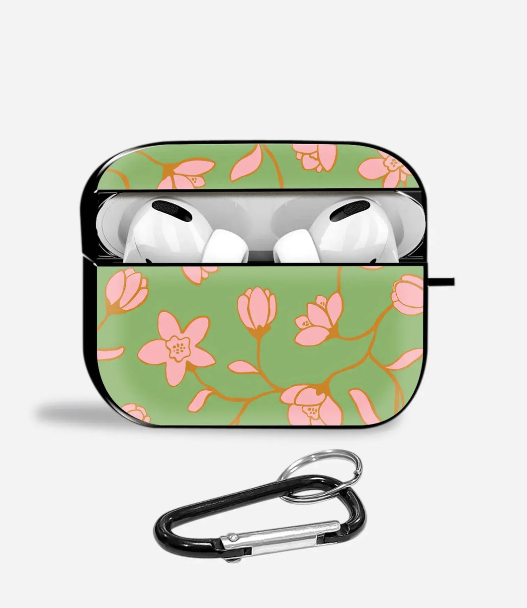 Pastel Blossom Green Aipods Glass Case