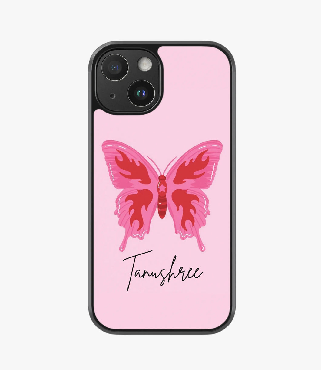 Pink Butterfly Custom Name Hybrid Matte Case