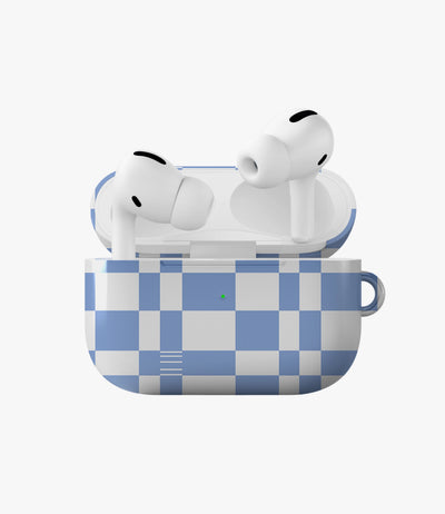Powder Blue Plaid Glossy Airpod Case