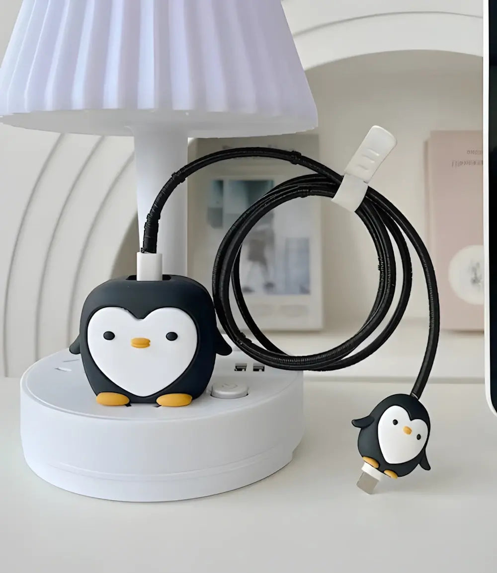 Black Pretty Penguin Charger Case & Cable Protector (18W/20W)
