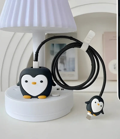 Black Pretty Penguin Charger Case & Cable Protector (18W/20W)