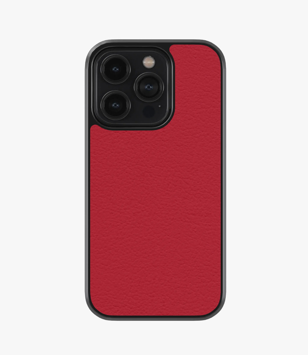 Solid Red Premium Leather Phone Case