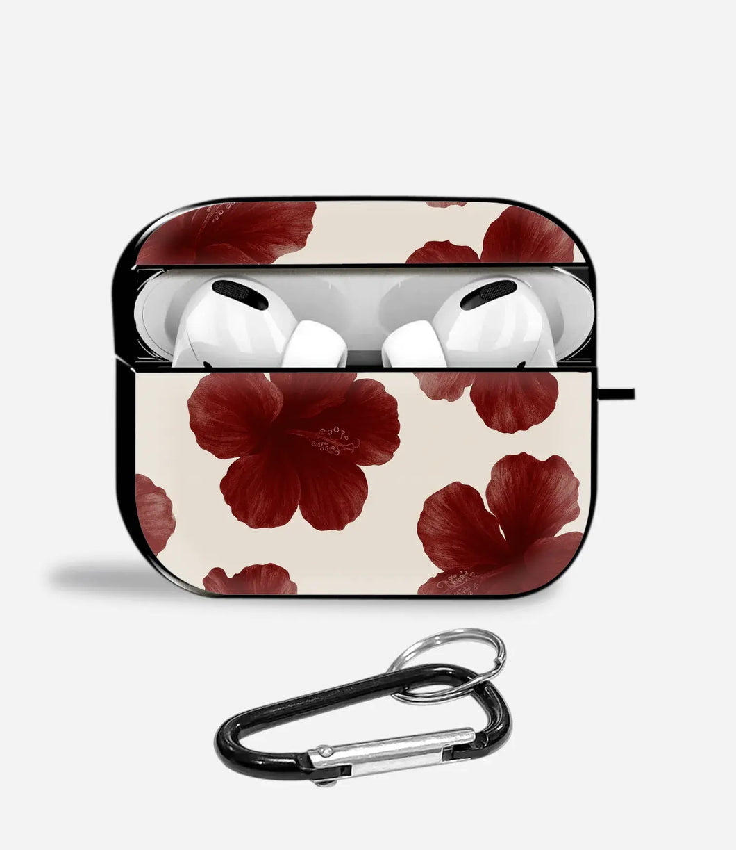 Scarlet Hibiscus Aipods Glass Case