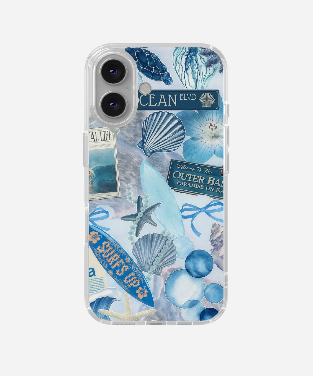 Surf's Up Blue Clear Silicone Phone Case