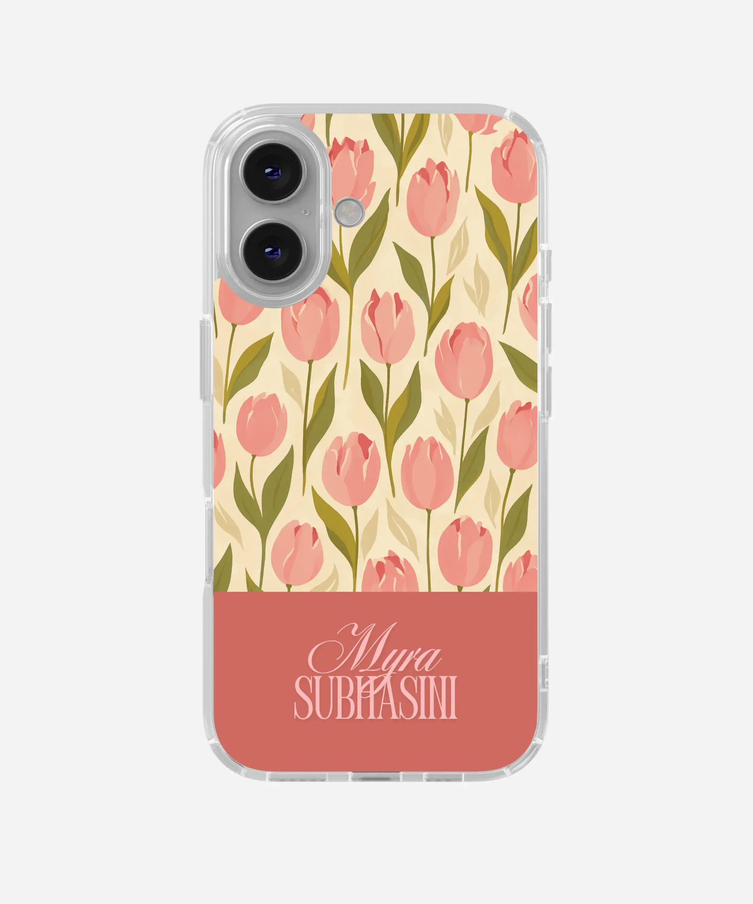 Tulip Charm Custom Name Silicone Case