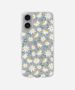 White Daisy Clear Silicone Phone Case