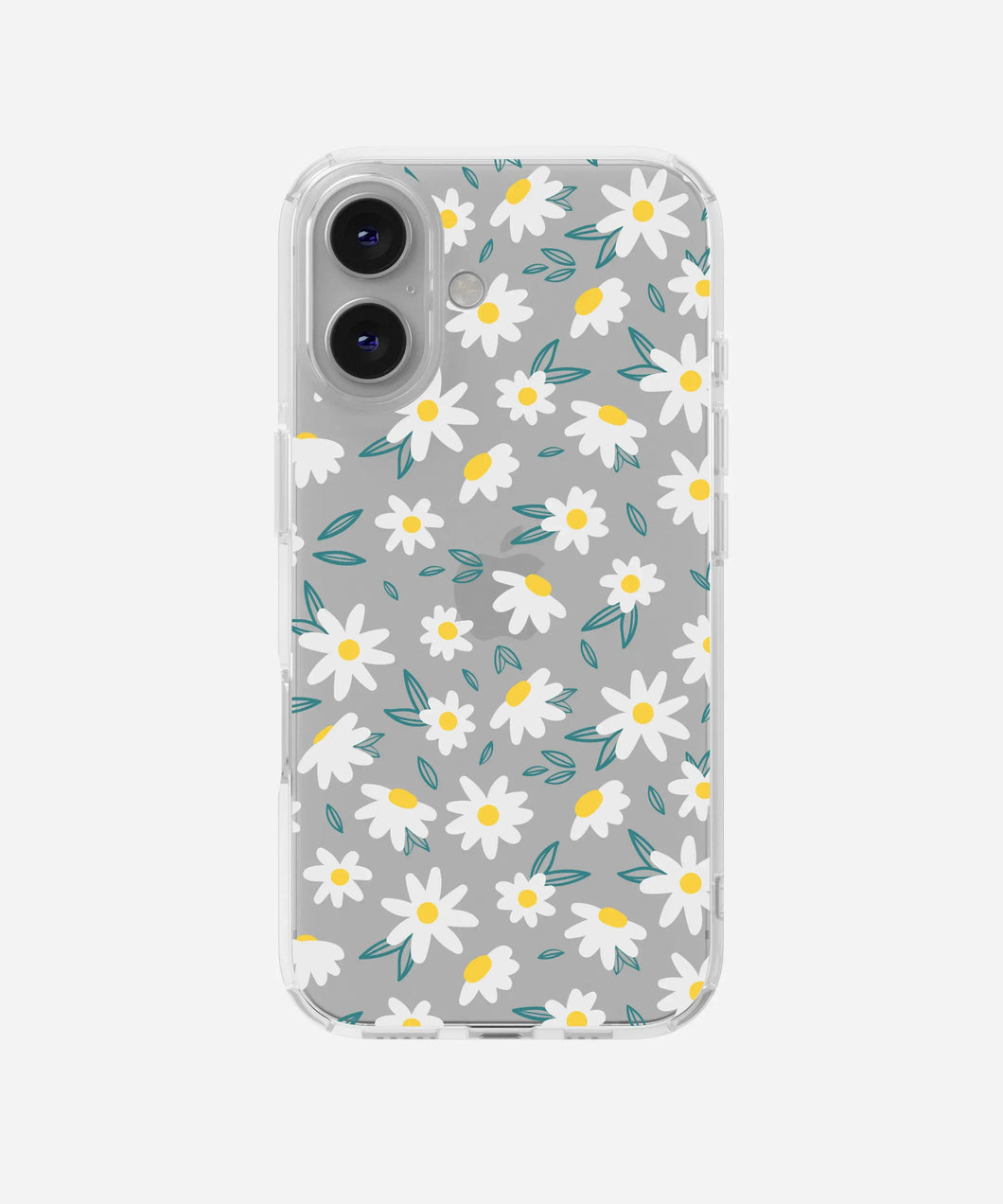 White Daisy Clear Silicone Phone Case