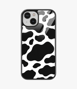 Y2K Black Cow Print Metal Case for iPhone 14 Plus