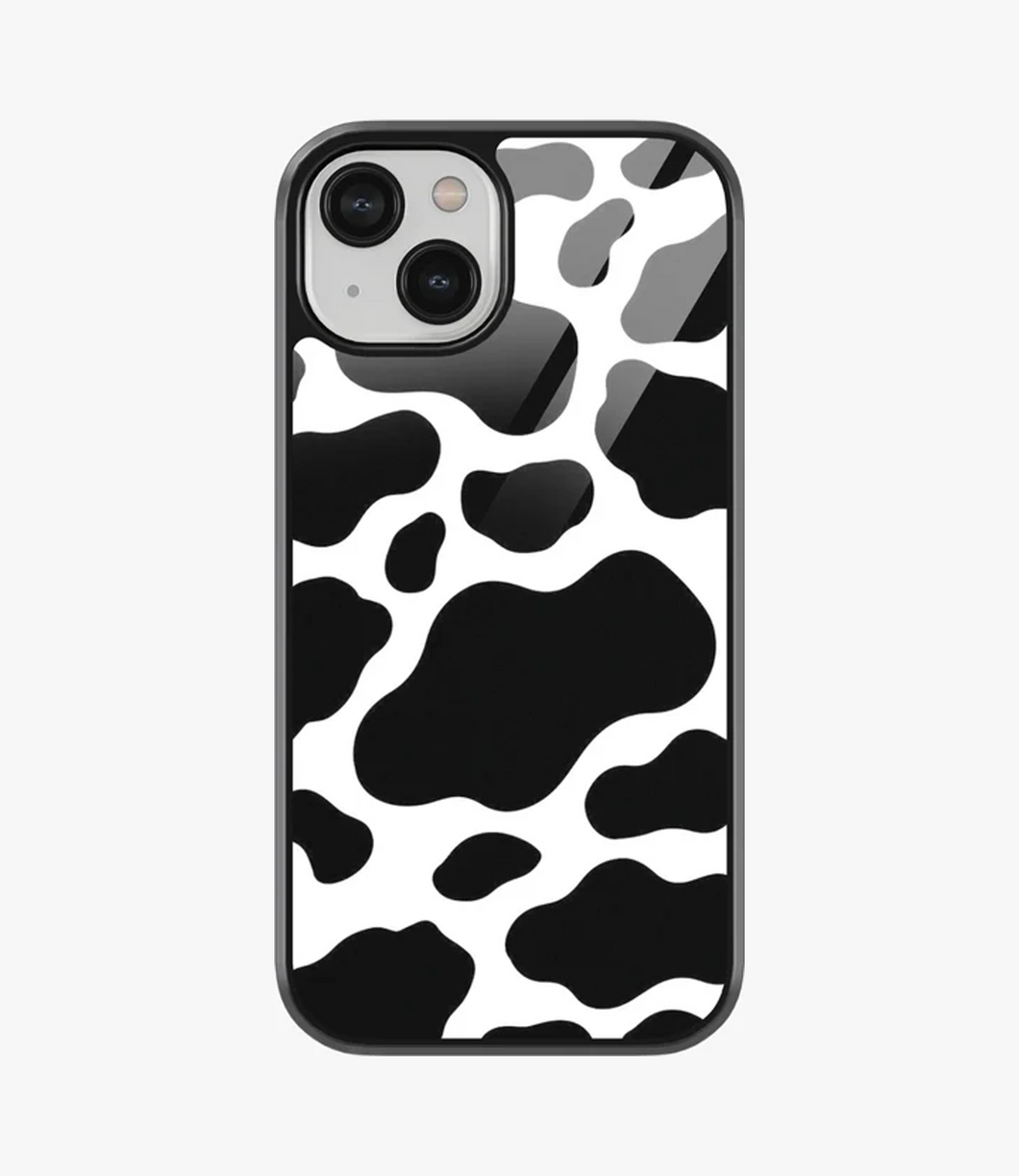 Y2K Black Cow Print Metal Case for iPhone 14 Plus
