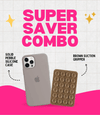 Solid Pebble Soft Silicone iPhone Case + Soft Suction Grip Combo