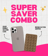 Load image into Gallery viewer, Solid Pebble Soft Silicone iPhone Case + Soft Suction Grip Combo
