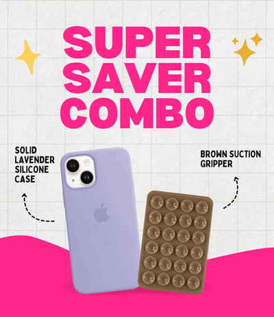 Solid Lavender Soft Silicone iPhone Case + Soft Suction Grip Combo