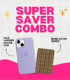 Solid Lavender Soft Silicone iPhone Case + Soft Suction Grip Combo