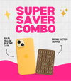 Solid Yellow Soft Silicone iPhone Case + Soft Suction Grip Combo