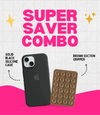 Solid Midnight Soft Silicone iPhone Case + Soft Suction Grip Combo