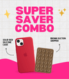 Solid Red Soft Silicone iPhone Case + Soft Suction Grip Combo
