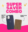 Solid Deep Navy Soft Silicone iPhone Case + Soft Suction Grip Combo