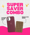 Solid Wine Soft Silicone iPhone Case + Soft Suction Grip Combo