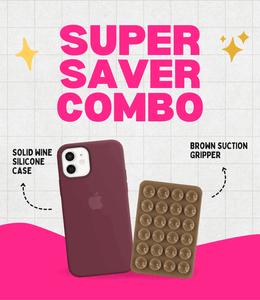 Solid Wine Soft Silicone iPhone Case + Soft Suction Grip Combo