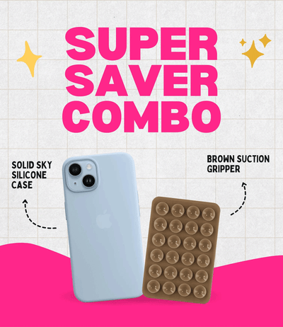 Solid Sky Soft Silicone iPhone Case + Soft Suction Grip Combo