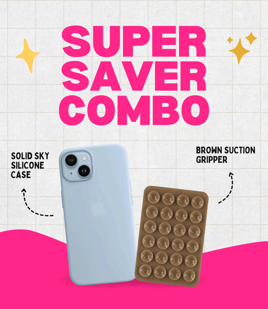 Solid Sky Soft Silicone iPhone Case + Soft Suction Grip Combo
