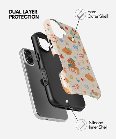 Happy Puppy Picnic Glossy Armoured Case