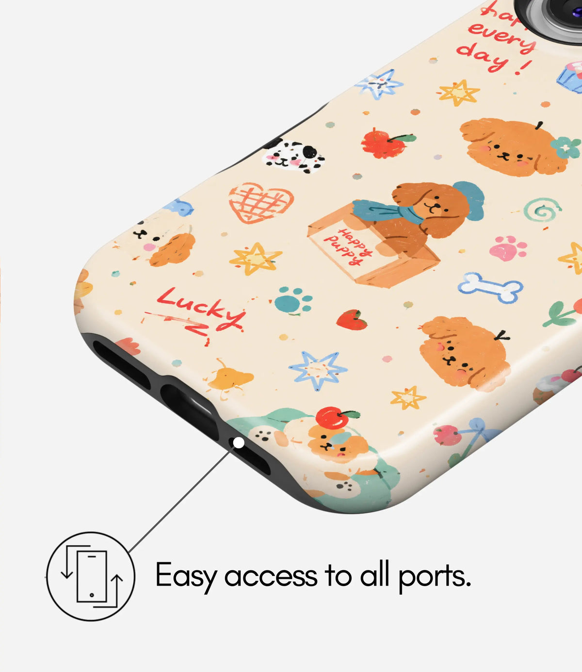 Happy Puppy Picnic Glossy Armoured Case