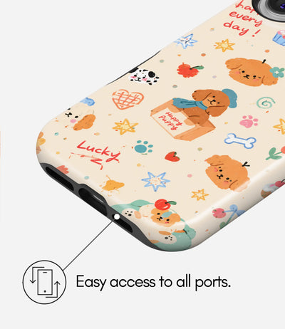 Happy Puppy Picnic Glossy Armoured Case