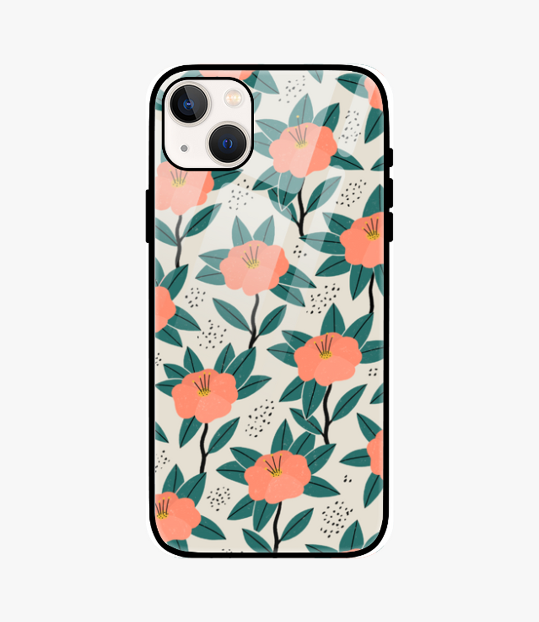 Magnolia Floral Glass Case for iPhone 13 Mini