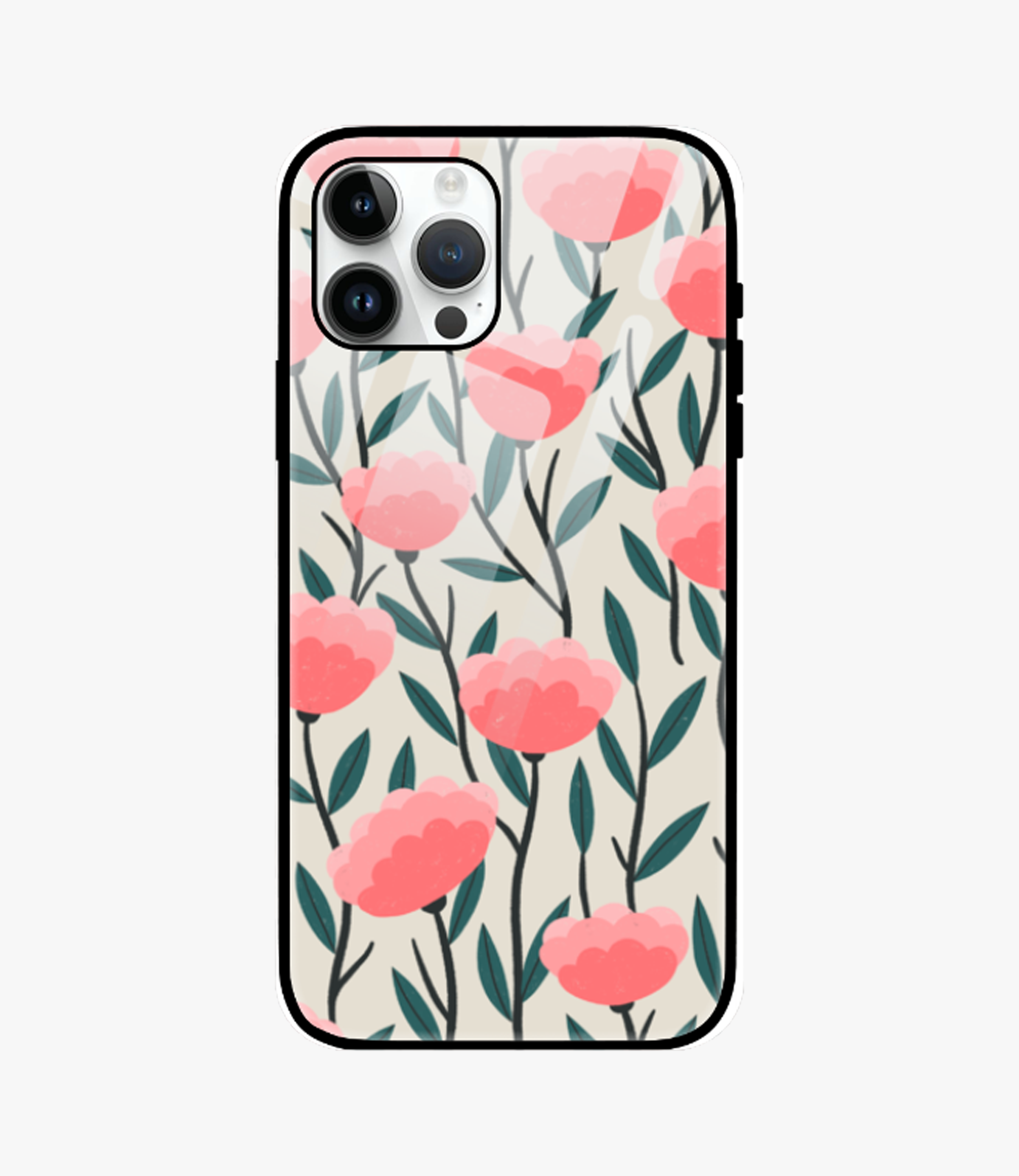 Magnolia Floral Glass Case for iPhone 14 Pro