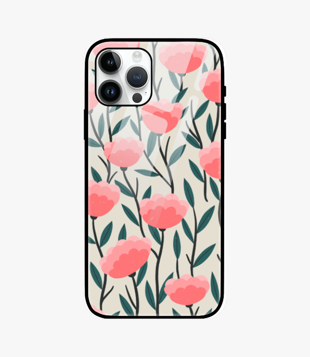 Magnolia Floral Glass Case for iPhone 14 Pro
