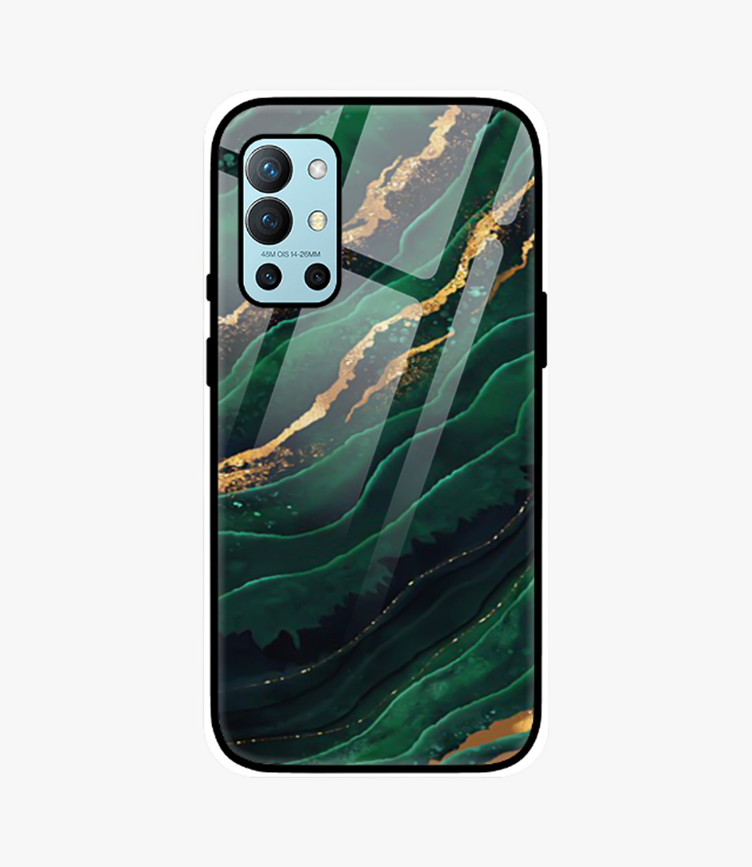 Green Emerald Marble Glass Case for Oneplus 9R