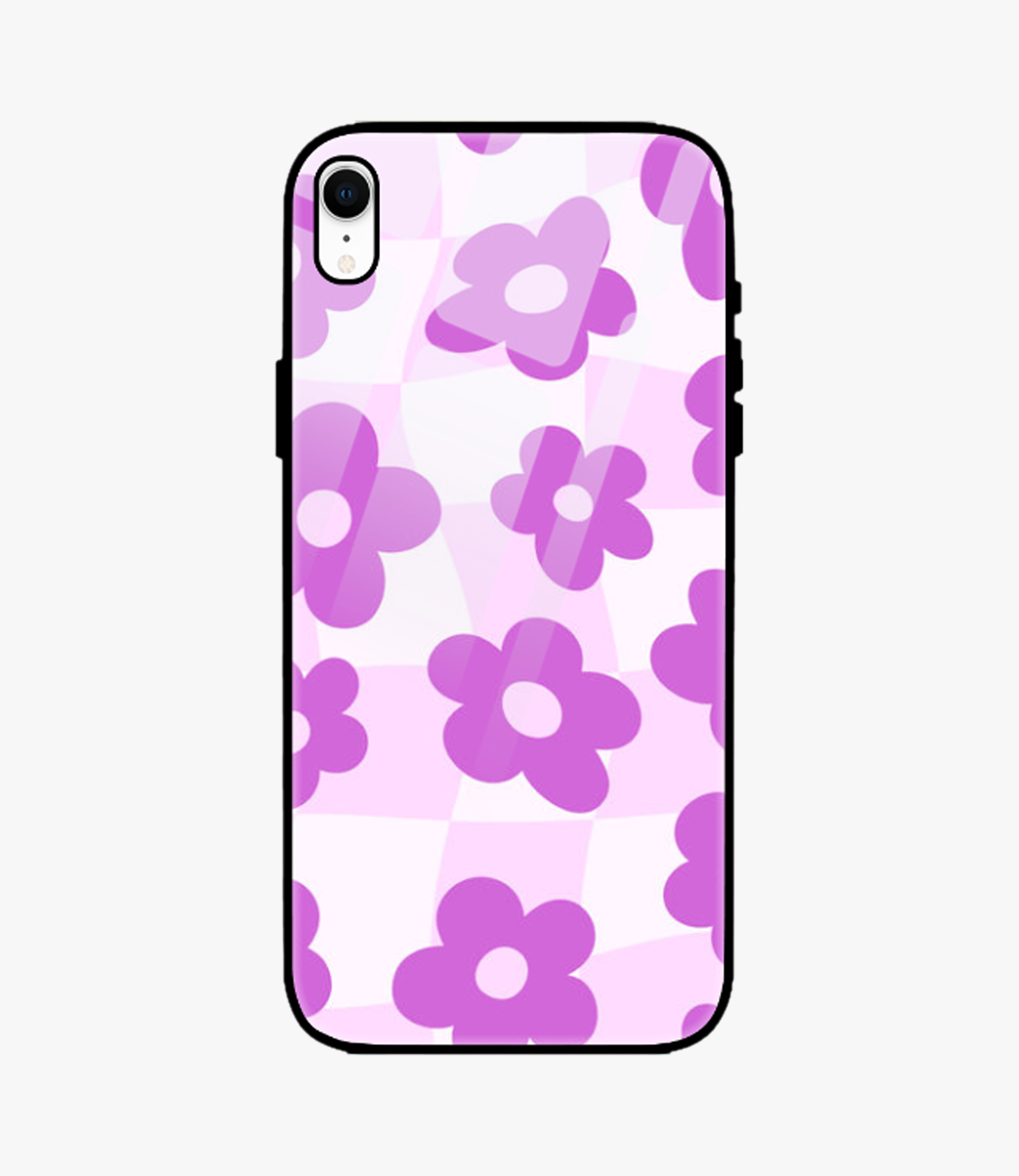 Groovy Purple Floral Glass Case for iPhone XR