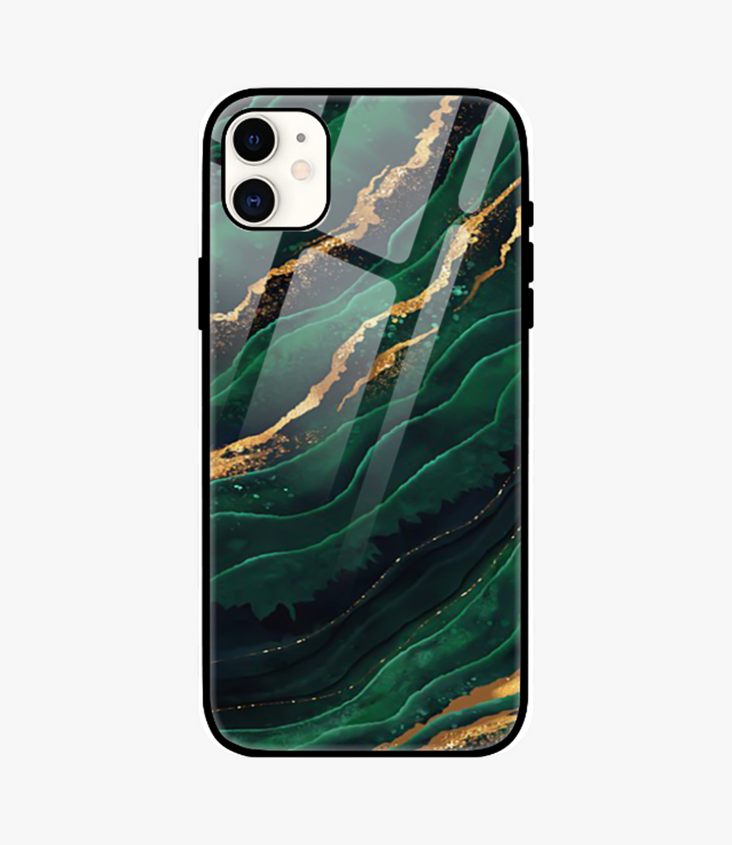 Green Emerald Marble Glass Case for iPhone 11