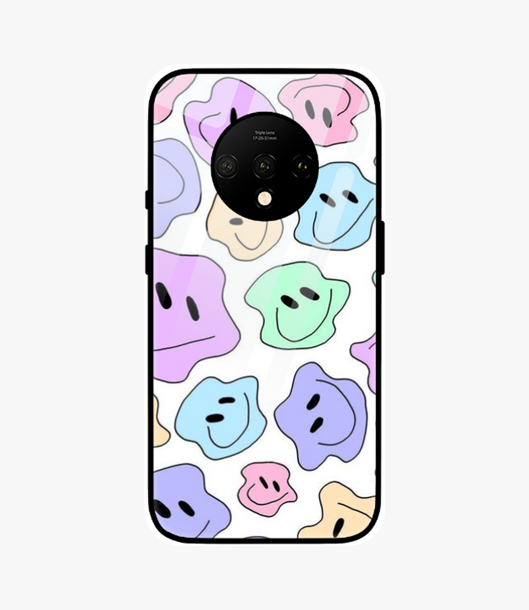 Pastel Colorful Smiley Glass Case for Oneplus 7T