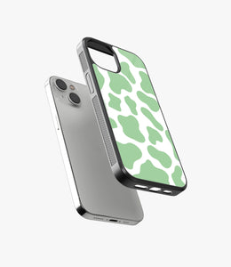 Y2k Green Cow Print Glass Case