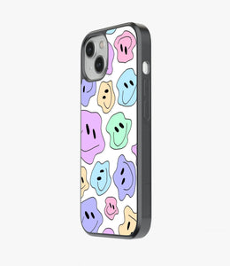 Pastel Colorful Dripping Smiley Glass Case