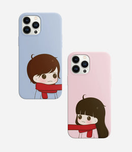 Cute Red Scarf Couple Case