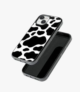 Y2k Black Cow Print Glass Case