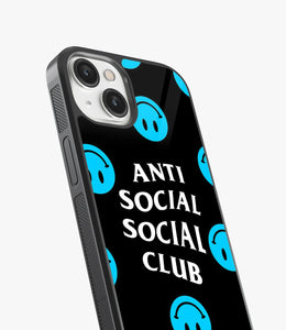 Blue Anti Social Smiley Glass Case