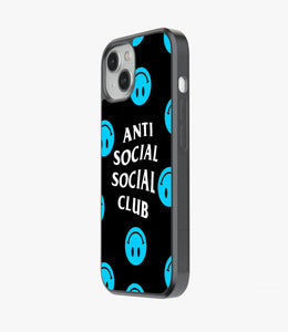 Blue Anti Social Smiley Glass Case