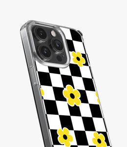 Yellow Daisy Floral Checkered Silicone Case