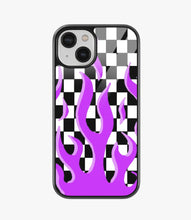 Load image into Gallery viewer, Checkered Purple Flame Glass Case
