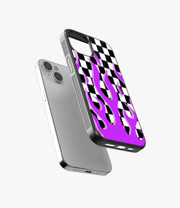 Checkered Purple Flame Glass Case