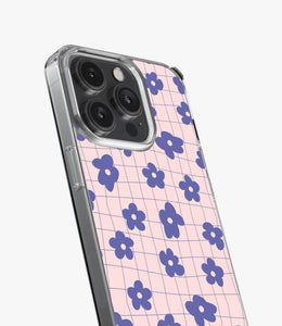 Purple Retro Flower Checkered Silicone Case
