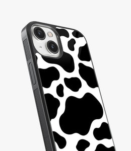 Y2k Black Cow Print Glass Case