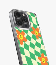 Load image into Gallery viewer, Orange Smiley Face Checkered Silicone Case
